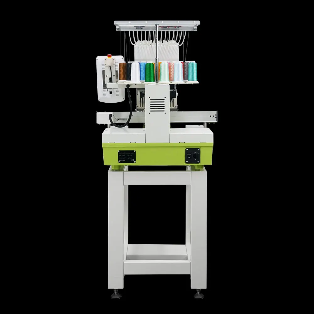 FUJA Single Head Embroidery Machine 12 15 20 needles 350*500 Hat T shirt Flat Embroidery Machine