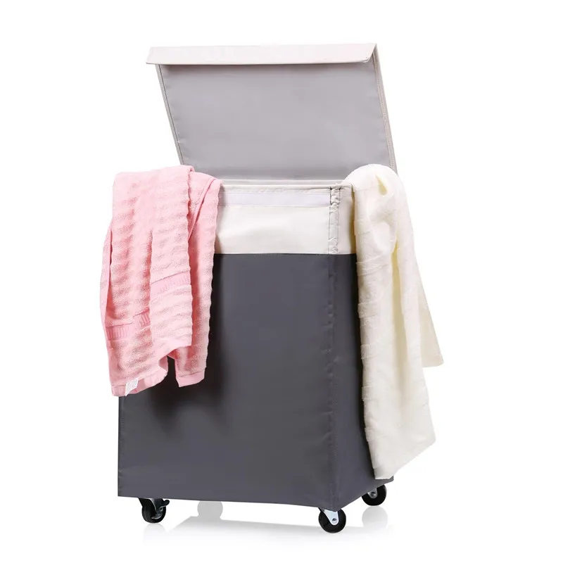 Laundry Hamper Collapisible Laundry Baskets with Wheel Dirty Clothes Bag for Bathroom Bedroom Home College Use