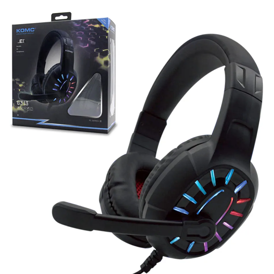 Фабричная гарнитура OEM, игровые проводные компьютерные наушники со светодиодной подсветкой, игровые наушники, головные телефоны