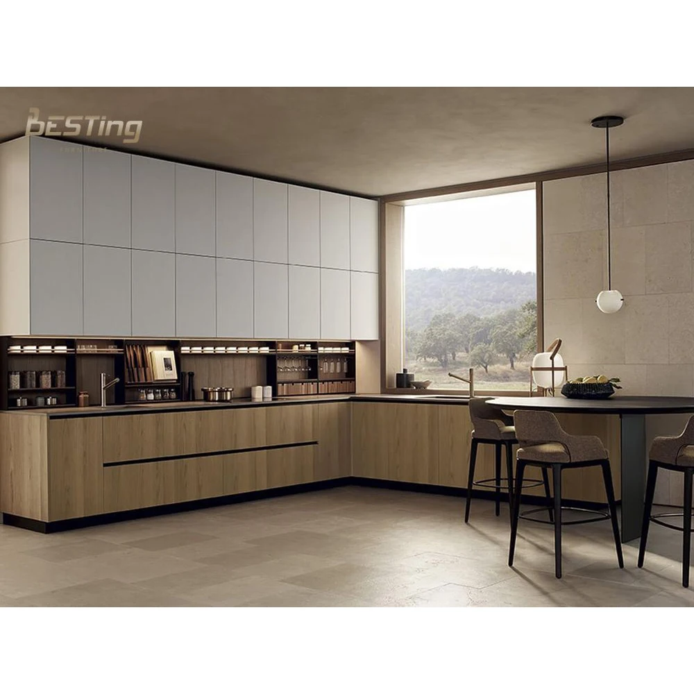 Australia modern new melamine/pvc full kitchen cabinet set sunmica designs