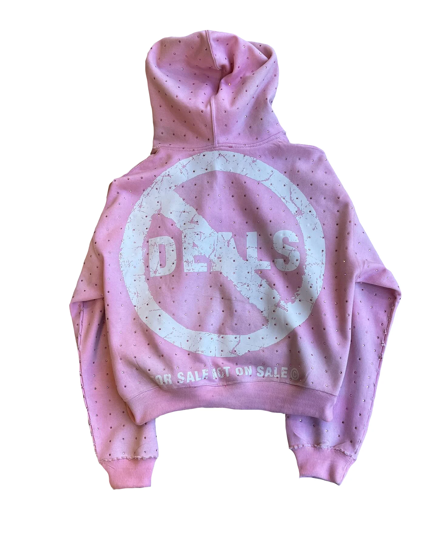 Custom Luxury Distressed French Terry Acid Wash Heavyweight Boxy Cropped Zip Up Rhinestone Hoodie Men