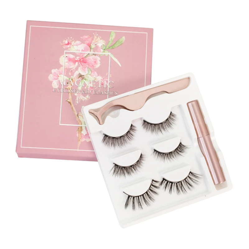 2021 new arrivals dropshipping 3D 3 pairs 8-18mm magnetic eyelashes for beauty