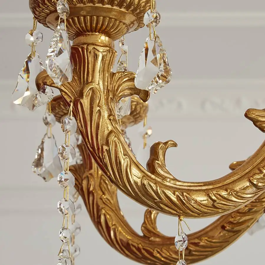 European zinc alloy crystal chandelier luxury living room lamp atmospheric dining room lamp retro copper bedroom study lighting