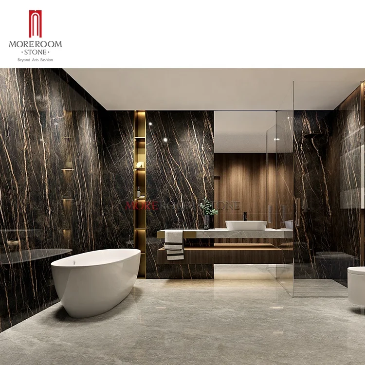 bathroom wall decor 1000 3000 thin panel big black marble porcelain slabs