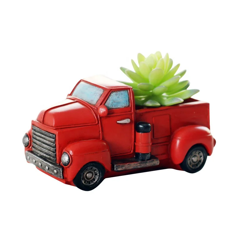 A0668 Retro Creative Resin Flowerpots Planter Garden Succulent Automobile Flower Pots Bonsai Cartoon Car Shaped Flower pot