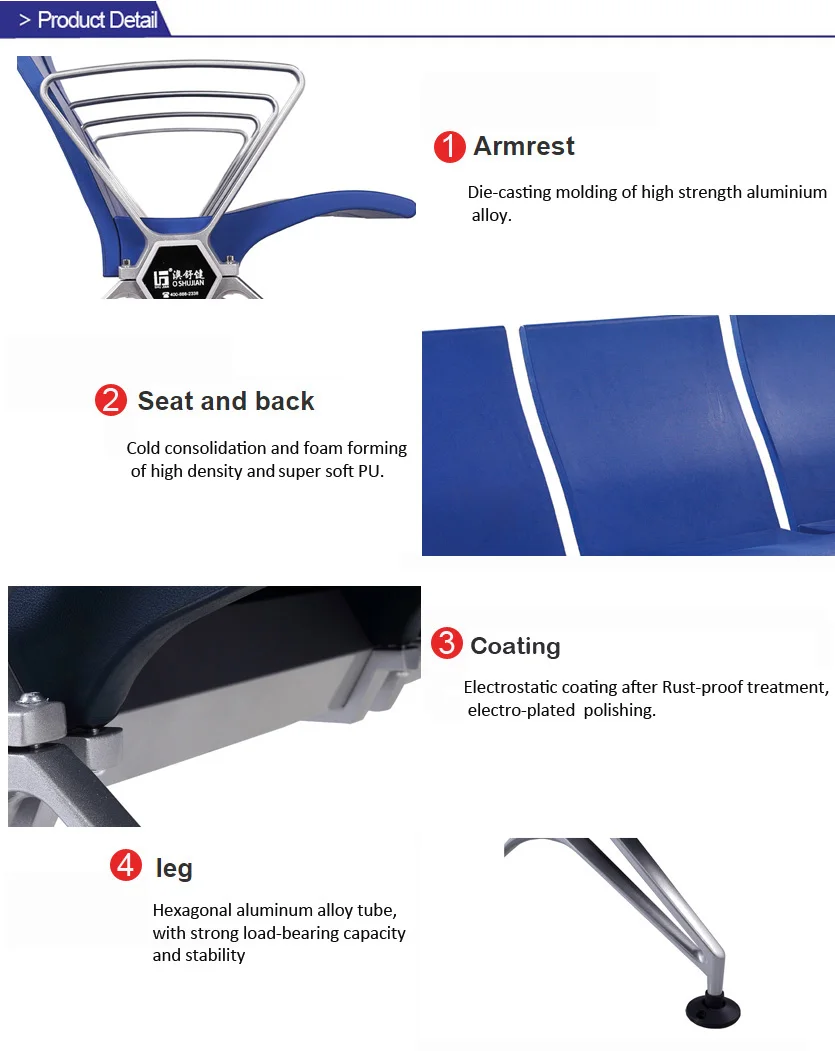 Waiting area 4 seat airport bench airport hospital medical waiting area lobby room PU waiting chairs
