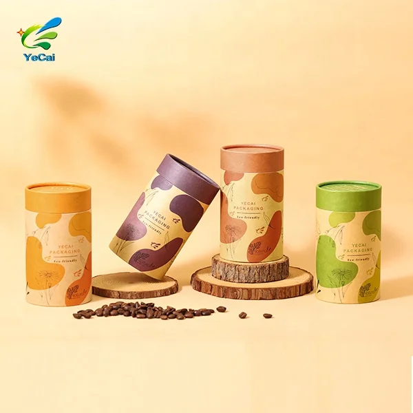 Контейнеры для хранения пищевых продуктов с принтом на заказ, растительный травяной чай, Компостируемый контейнер, круглый крафт-картонный цилиндр, коробка для переработки