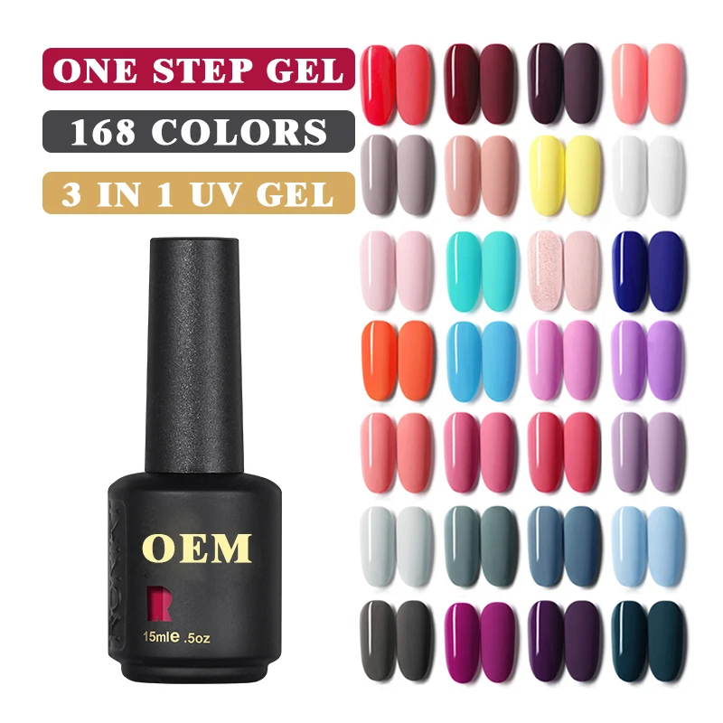 RONIKI nail art salon enamel uv gel custom private label fast dry 3 in 1 soak off custom 15ml one step gel polish