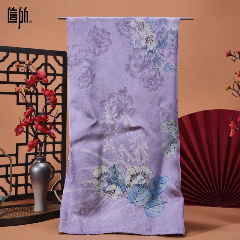 Custom Silk Scarf Vintage Design 100% Viscose Satin Cloud Gauze Hair Wrap Satin Printed Women Neck Scarf