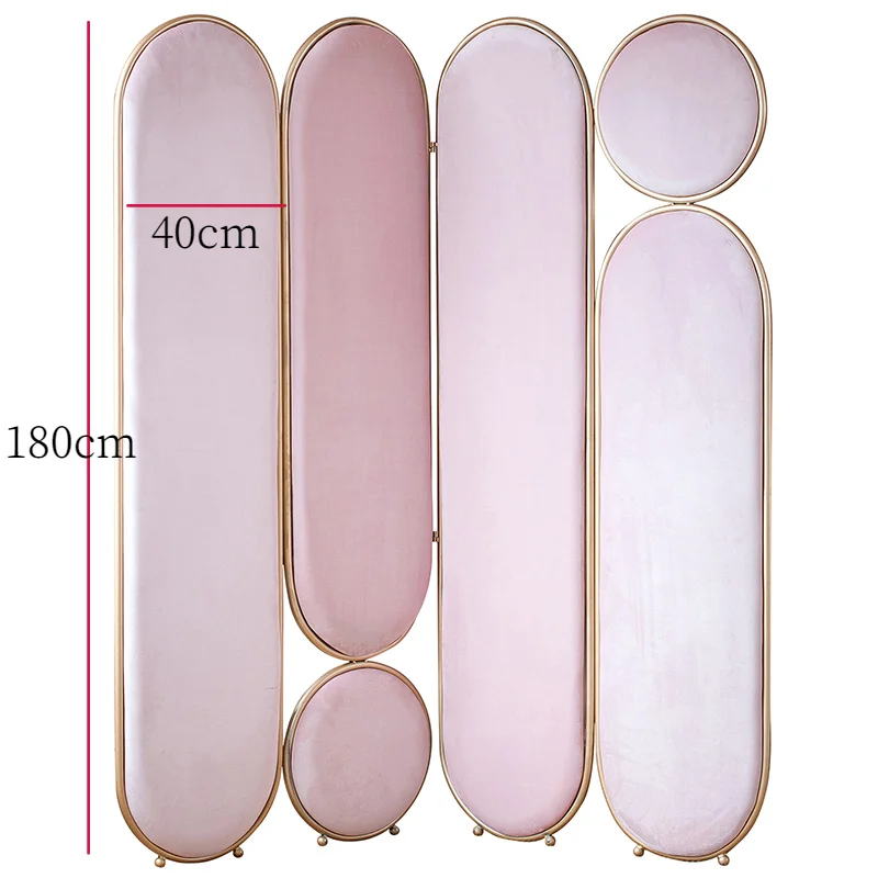 New Type Top Sale Nordic Metal Velvet Folding Decoration Divider Partition Screen for Home