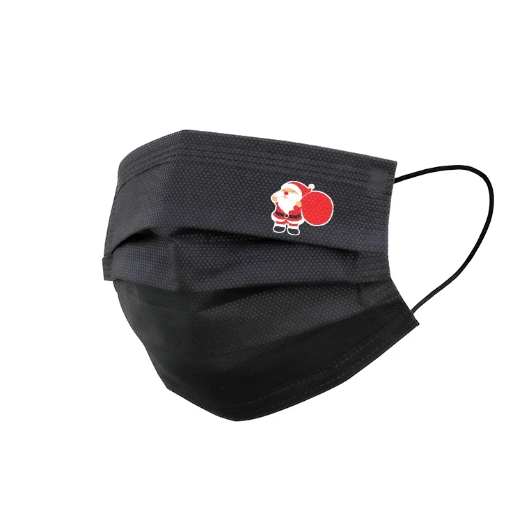 
Christmas elk custom packaging BFE95% 50 per box individual packaging disposable 3-layer surgical black adult face mask 