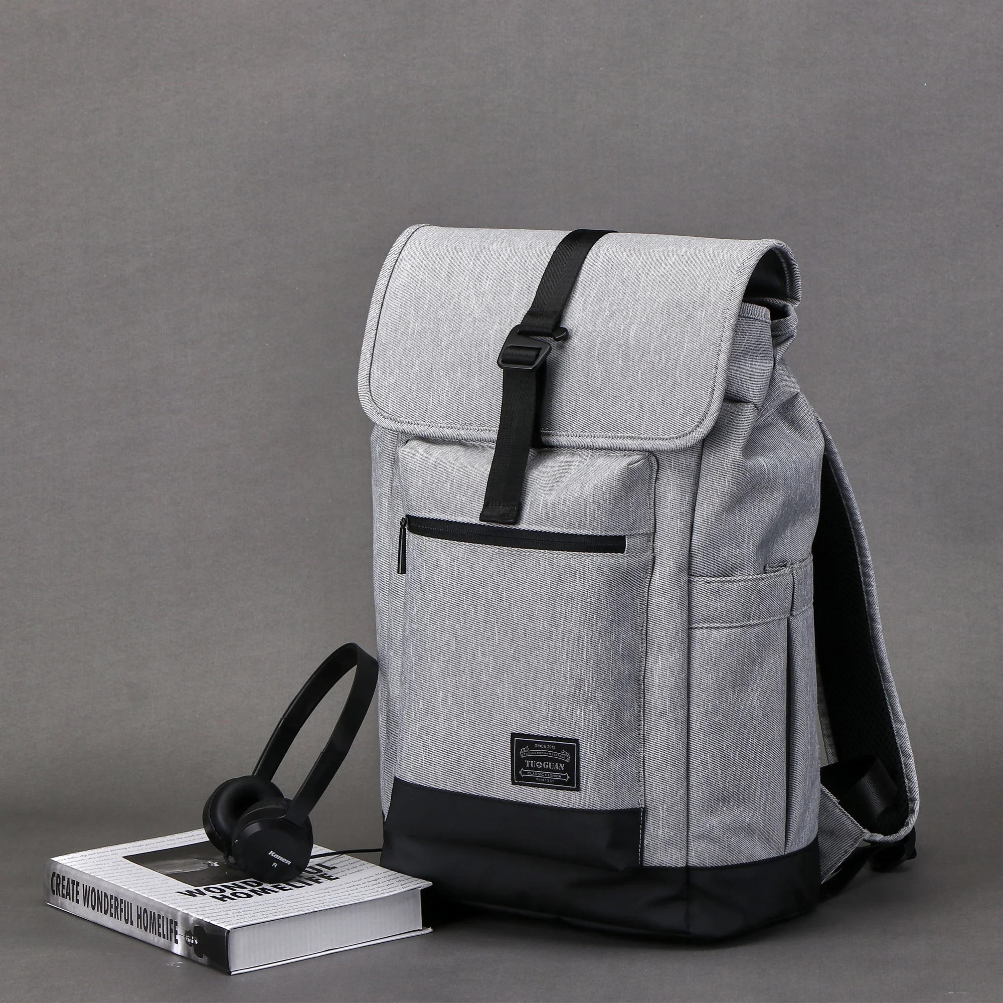 
Guangzhou Backpack Manufacturer Wholesale Men Fabric Backpack School Bag 