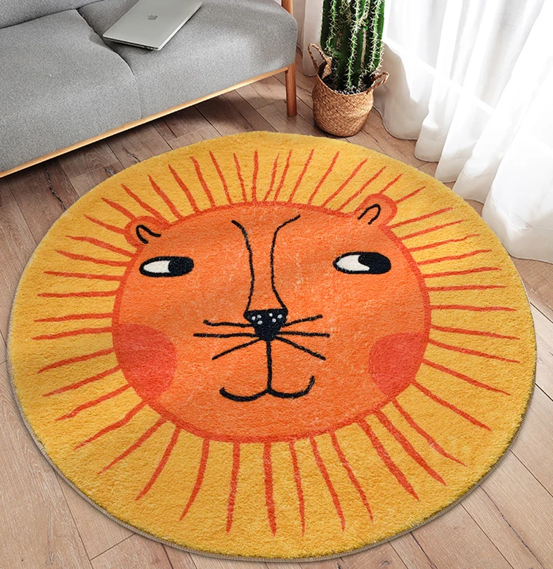 Washable  Luxury Modern Design Fluffy Circle Rug for Kids Room   Cute Room Decor Shaggy Circular  Non Slip Rug for Baby