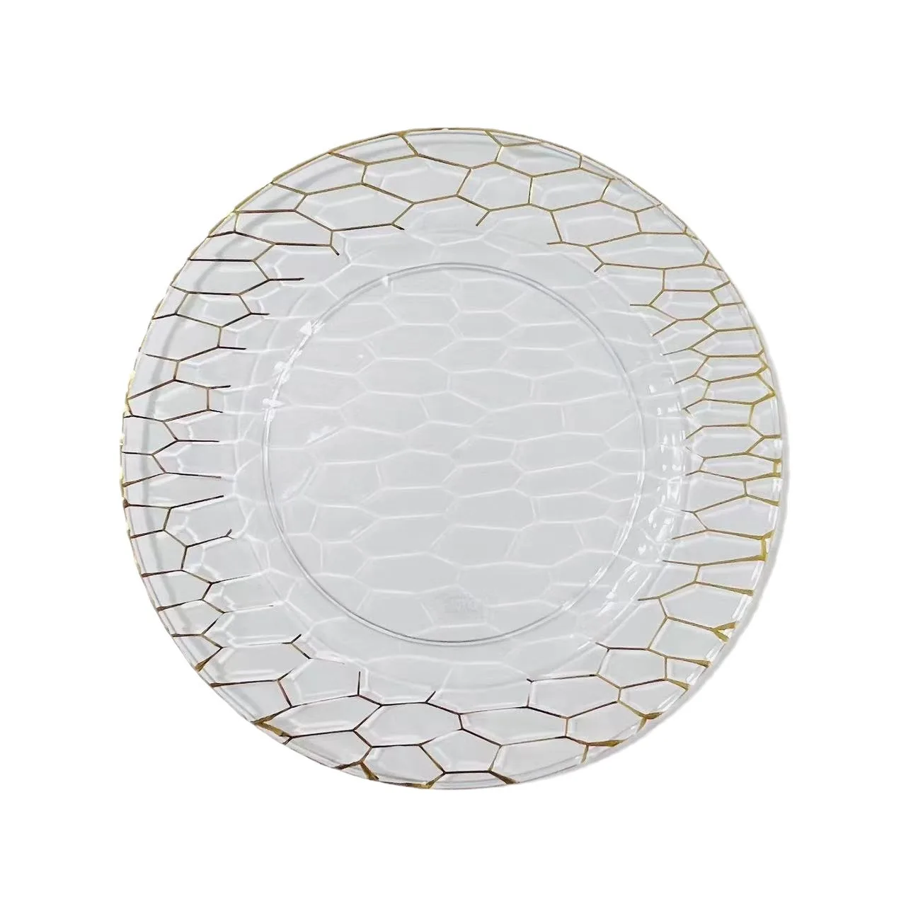 YOUYIZUO Customized Clear Party Tray Elegant Different Shapes Dinner Gold Rim Bone Plates For Party Plate Plastic Presentation