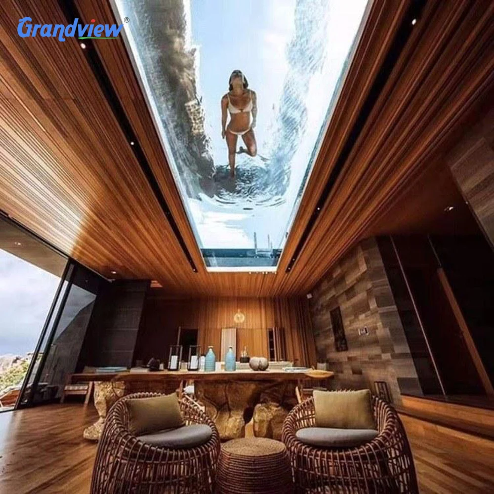 Grandview 30 Years Non Yellowing Clear One Time Cast  Large Transparent Acrylic Thick Glass Swimming Pool Wall