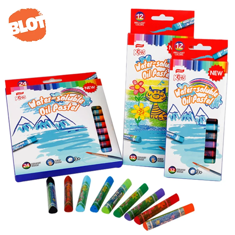 BLOT BROP80009 12pcs Non Toxic Water-soluble TriangularOil Painting StickPastel Crayon Case For Kids