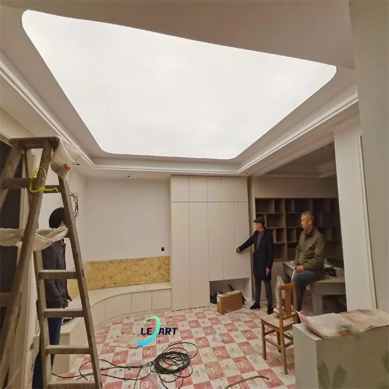 Ceiling Decoration Gypsum Grid False Ceiling Toile De Plafond backlit illuminannce Translucent Stretch Ceiling