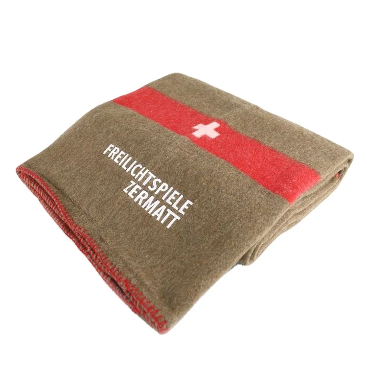 Шерстяное каштановое одеяло коричневое с белым крестом красная полоса индивидуальное шерстяное