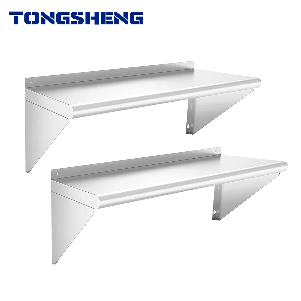 Factory Direct Single-Sided Stainless Steel Wall Mounted Shelf Light Duty Commercial Wall Mount Shelf High Quality Commercial