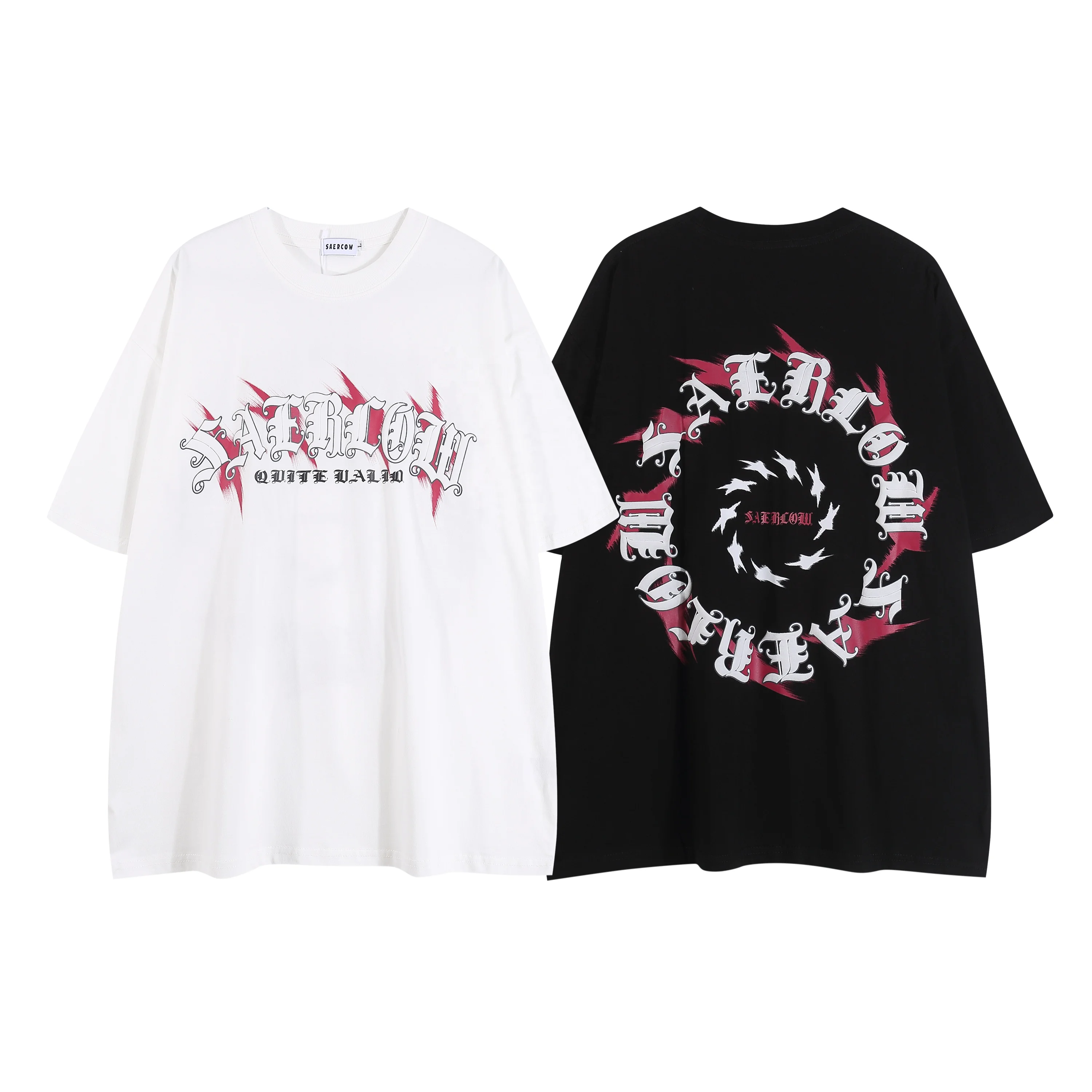 Wholesale custom Gothic style letters puff print t-shirt manufacturer high quality vintage oversized drop shoulder t-shirt