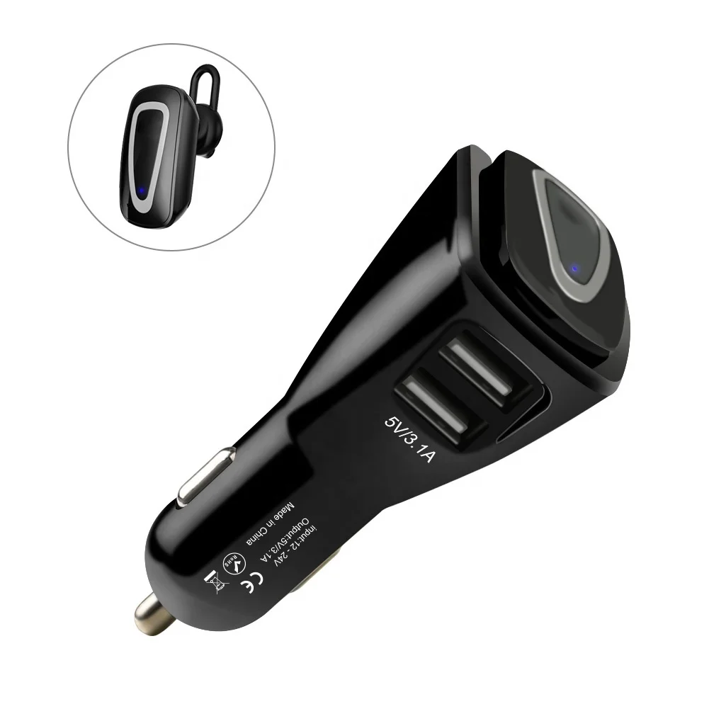 Новый продукт, зарядное устройство USB с двумя портами 3,1 А, автомобильное зарядное устройство с беспроводной гарнитурой