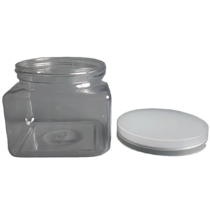 500g Cosmetic body scrub container transparent PET plastic cream jar with black PP lid cosmetic packaging jar
