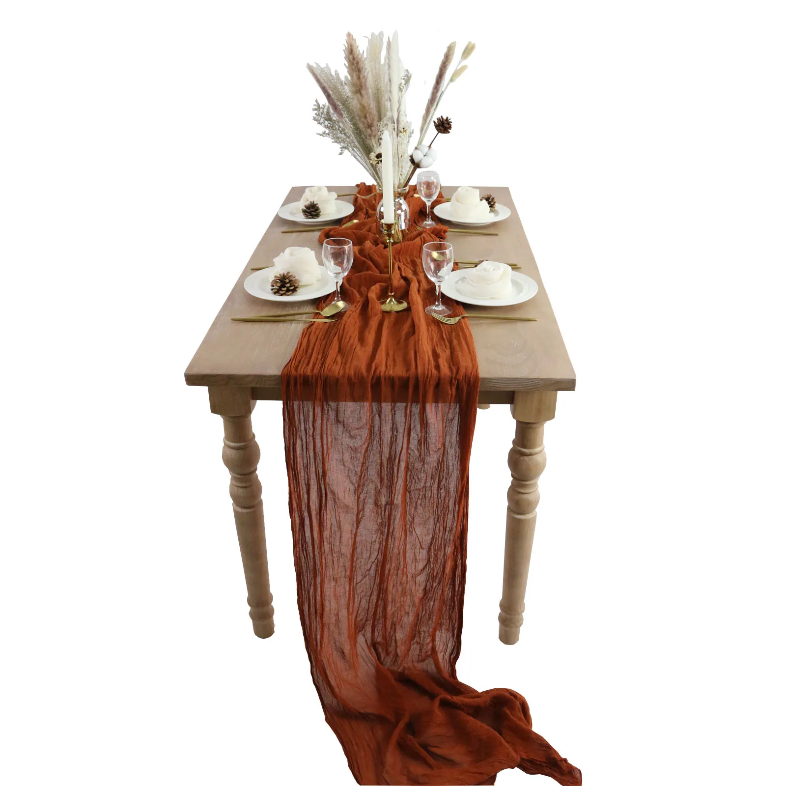 TR019 настольная дорожка из газовой ткани украшения runner Таблица цветов украшение дома аксессуары хлопковая столовая