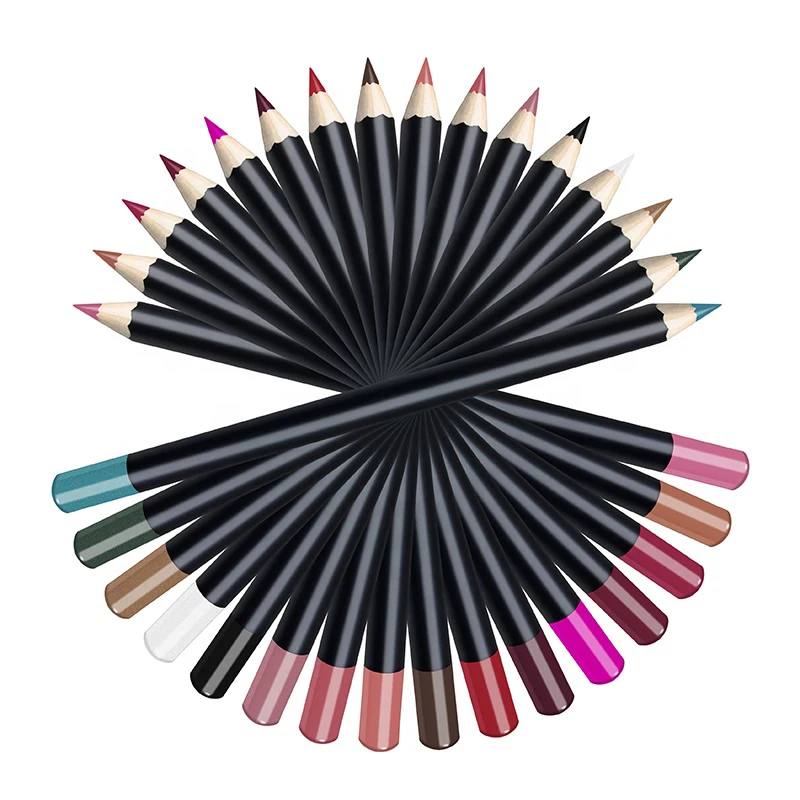 whole sale custom own brand vegan waterproof white eye liner and case lip liner pencil brush