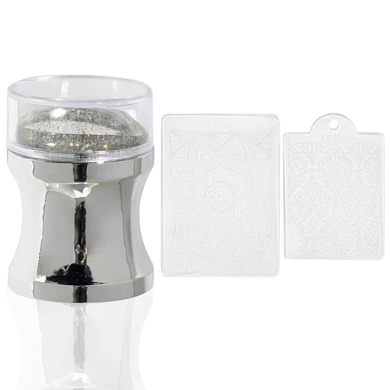 Nail Art Set Printing Tools Silicone Stamp Head 6 Colors Metal Body Silicone Nail Stamper