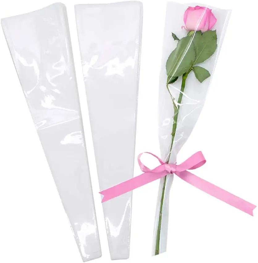 Flower Bouquet wrap Clear Cellophane Wrapping Bags Plastic Floral Sleeve Bags