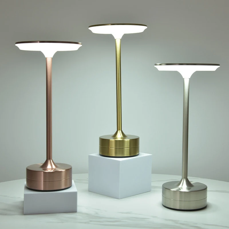 Modern Luxury Rechargeable LED Acrylic Table Lamp with Iron Stand Nightlight for Reading Hotel Bar Restaurant Living Room Decor