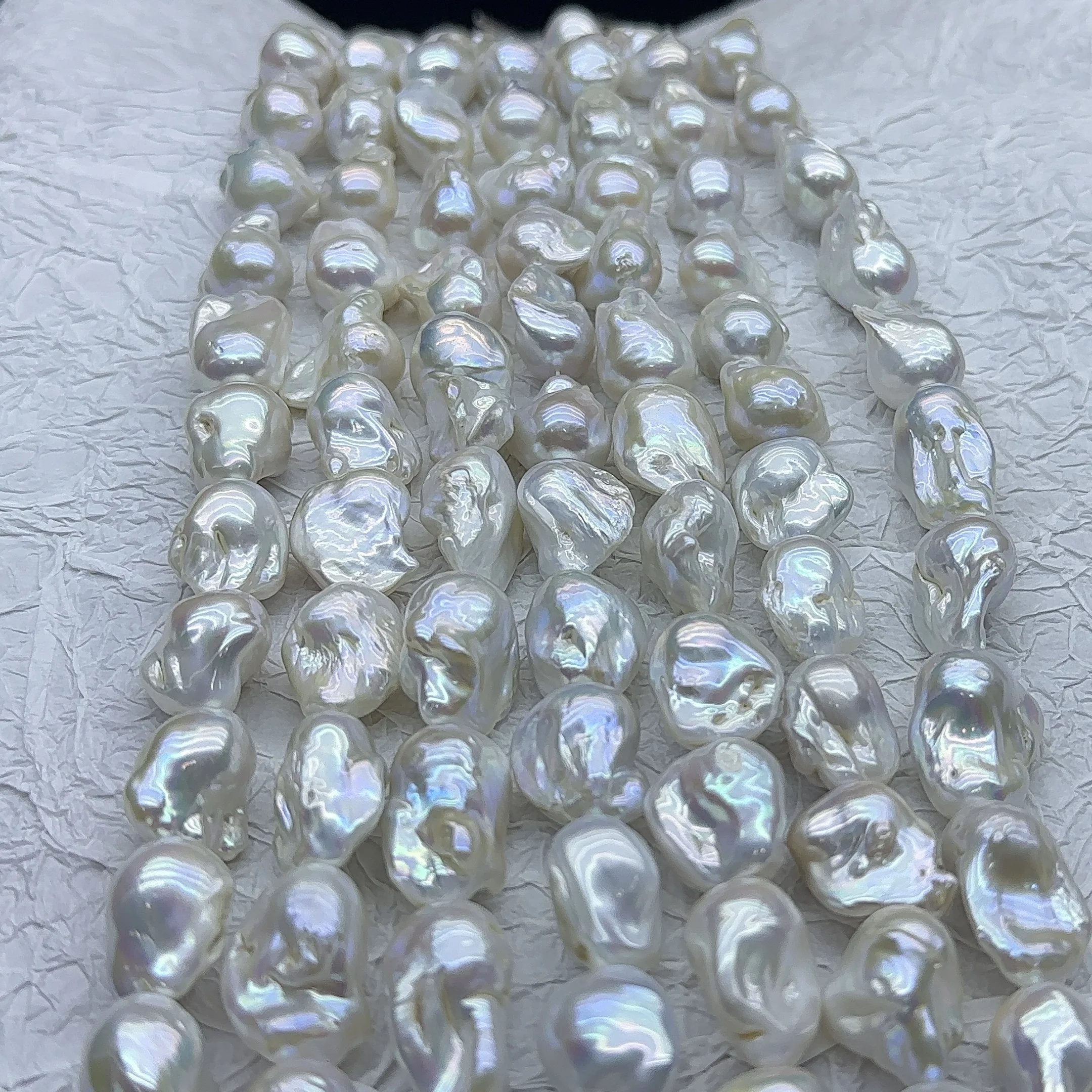 35-45*17-22mm Large Size Irregular Nucleated  white baroque necklace freshwater Wholesale Freshwater Pearls beads string Strands