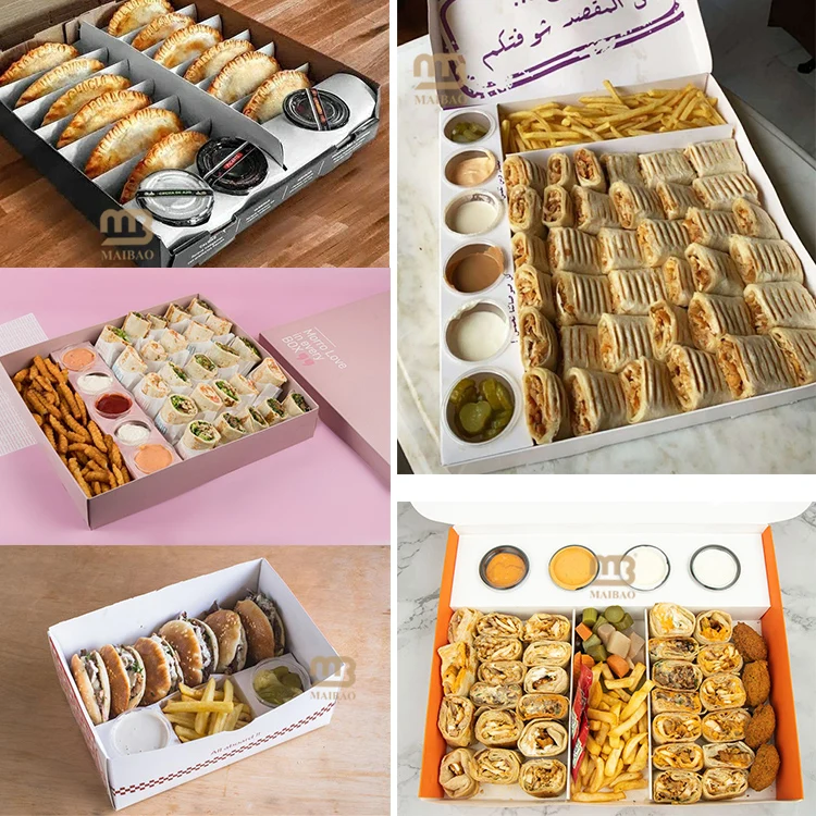 Custom flip kraft box party grazing stackable food grade lunch box, takeaway deli catering packaging dessert churros platter box