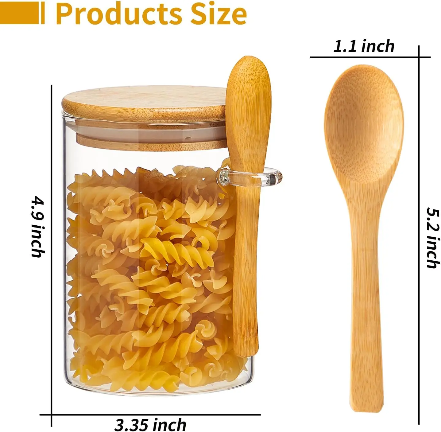 Set of 6 Glass Jars 20 OZ Airtight Large Glass Spice Jars  with Lids and Spoons for Coffee, Tea, Sugar, Spices, Beans