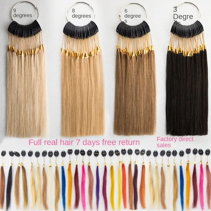 Real hair color plate Color card Hair Clockwork bleach waxing experiment test strip dye real bundle