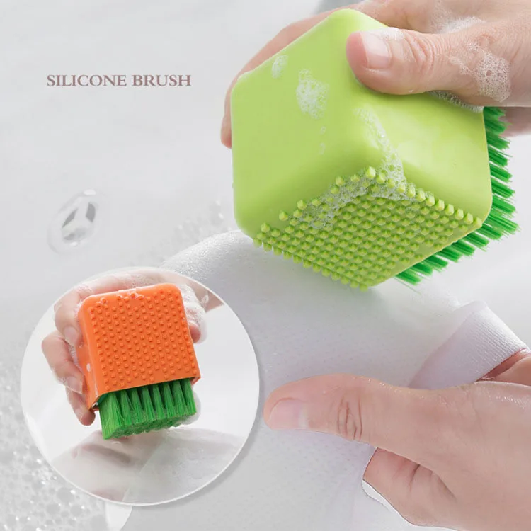 Multifunctional Silicone Cleaning Brush Creative Potted Double Use Brush Household Silicone Laundry Brush