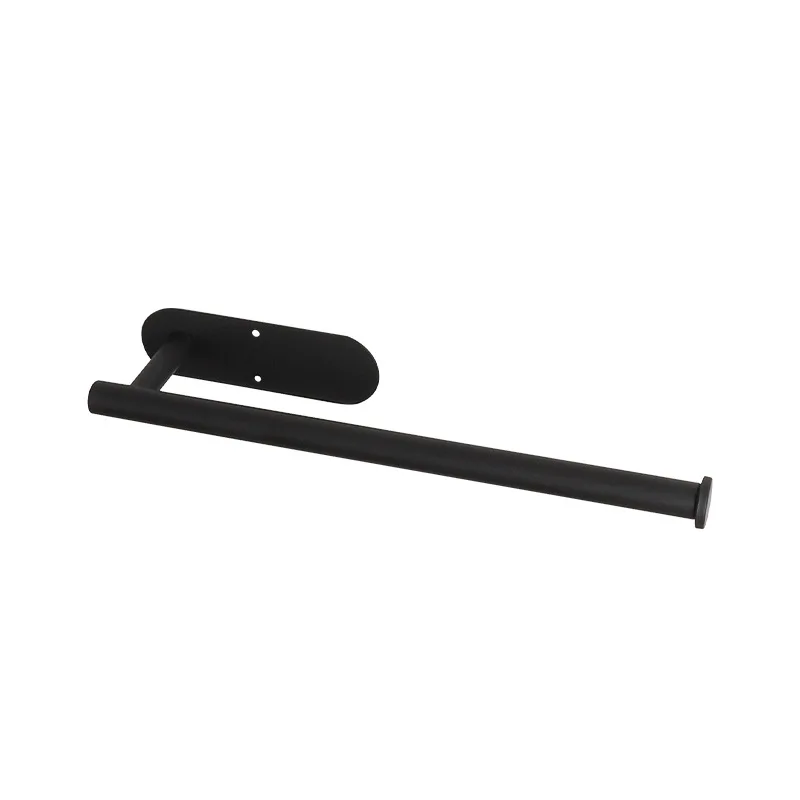 XZX Under Cabinet Wall Mount Adhesive Stainless Steel Matt Black Paper Towel Holder for Kitchen Single Bath Towel Bar