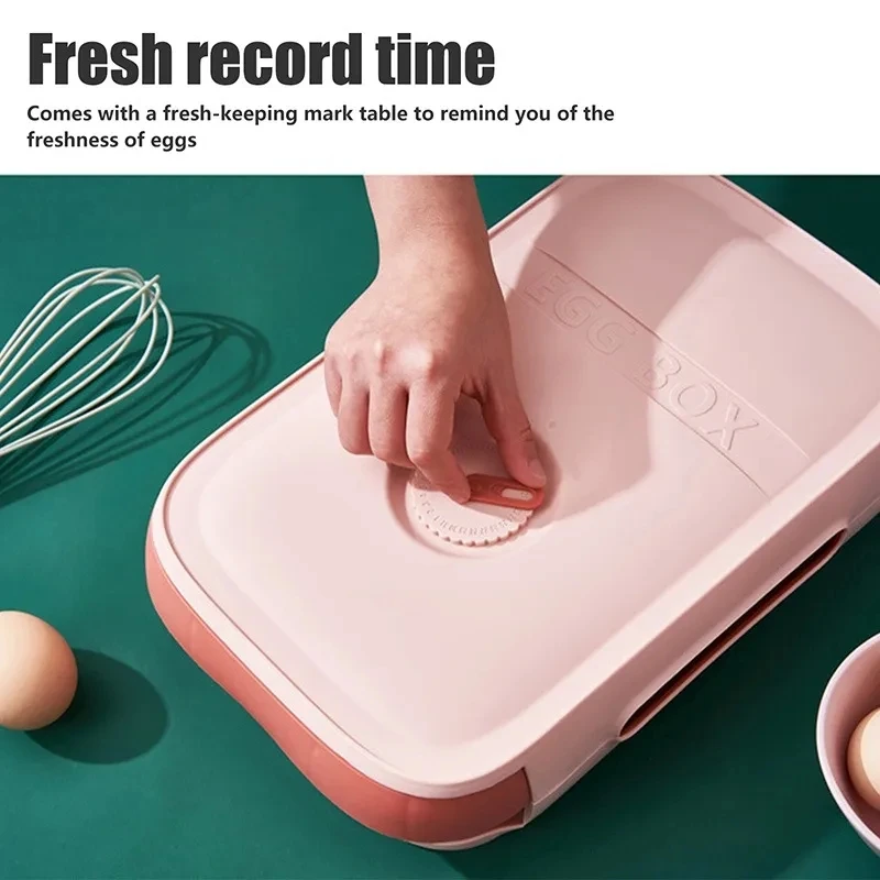 Stackable Plastic Egg Storage Holder Fridge Organizer Bin Egg Drawer Auto Rolling Egg Container Box Tray for Refrigerator