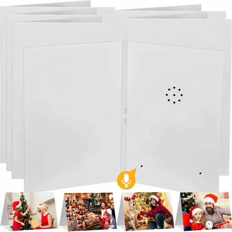 Factory customized folded voice recording greeting card Christmas sound recordable card speaking invitation card