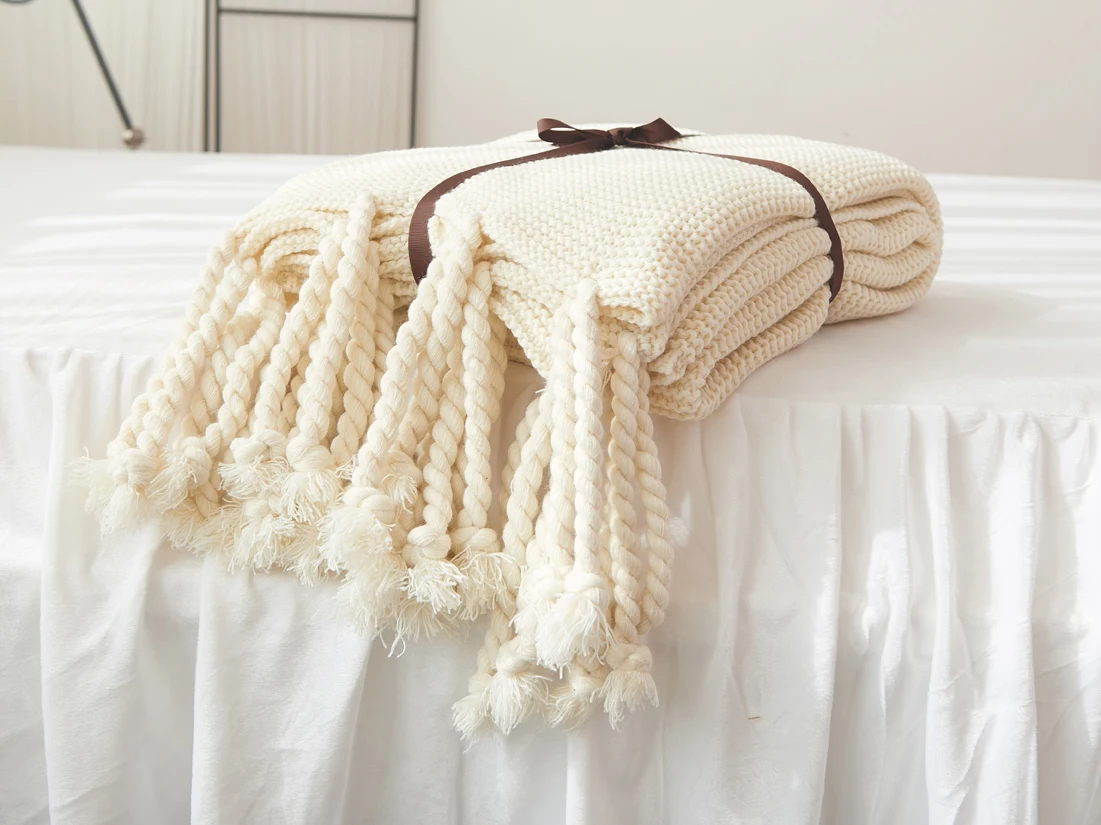 
Super Soft Sublimation Luxury Zero Defect hrowing Knive Knife Sofa Knit Throw Tassel Blanket for Hotel plane 