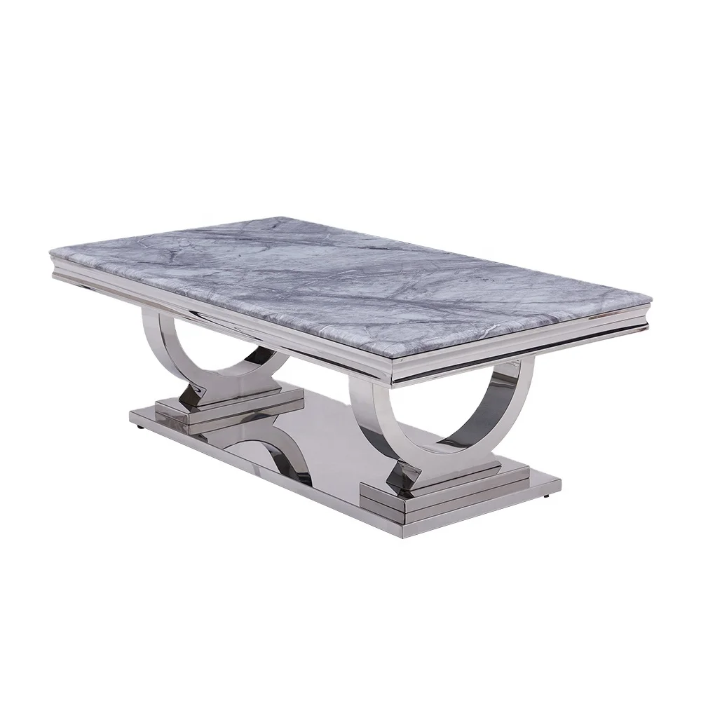 
Luxury design marble coffee table shell deco stainless steel frame marble tea coffee center table Luxury coffee tables 