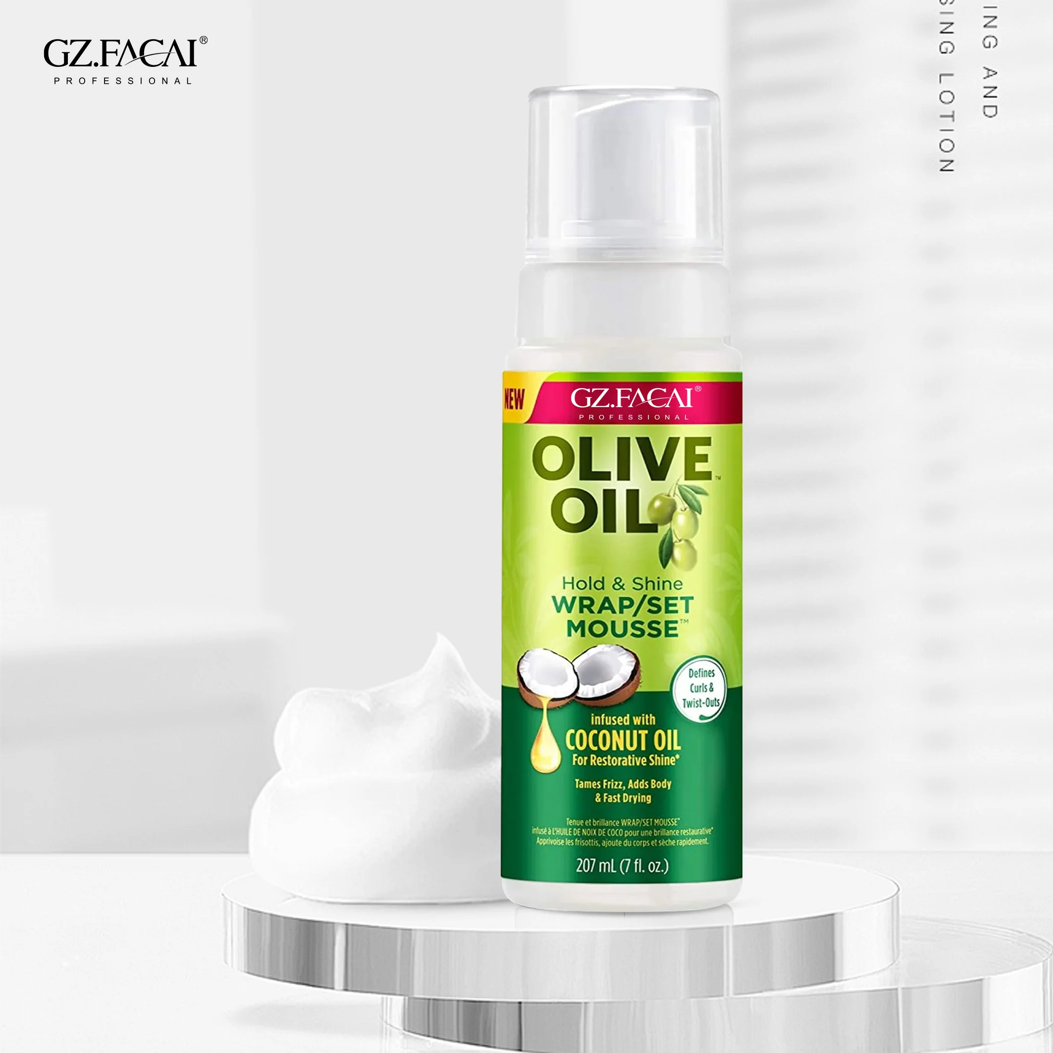 Private Label Strong Hold Long-lasting Non Greasy Non Flaking Hair Styling Foam Mousse For Natural Curly Hair