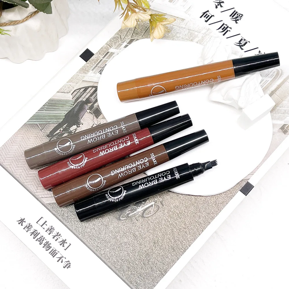 Four-head Simulation Native Water Vegan Eyebrow Pencil 3D Long Lasting Ultra-fine Liquid Eyebrow Pencil
