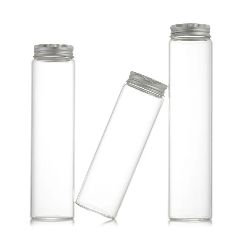 Wholesale 50ml 60ml 100ml 150ml clear round storage glass bottle with screw cap