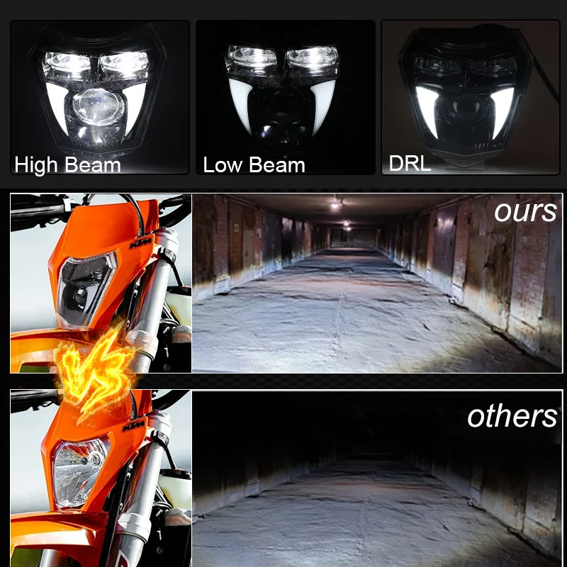 High energy efficiency&stability bike headlight for ktm style high/low beam led headlights for ktm SX SXF 125 2016-2019 for  EXC