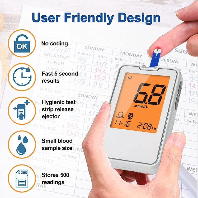 Bluetooth Health Equipment Diabetes Testing Machine Blood Sugar Monitor Glucose Meters With Diabetic Test Strips