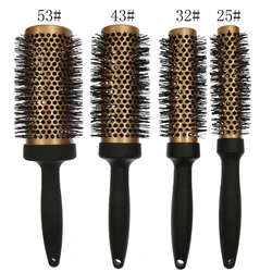 Professional hair styling tool ionic ceramic round anti-static nylon bristle hair brush