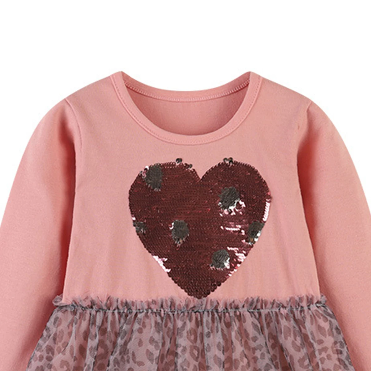 breathable new design sequins Love pattern girls cotton frock long dresses