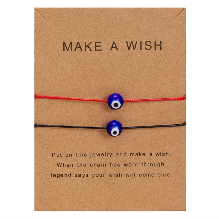 Модный браслет комплект из красного или черного веревка 2 шт./компл. Морская ракушка с голубыми глазами в форме сердца короны Парные браслеты