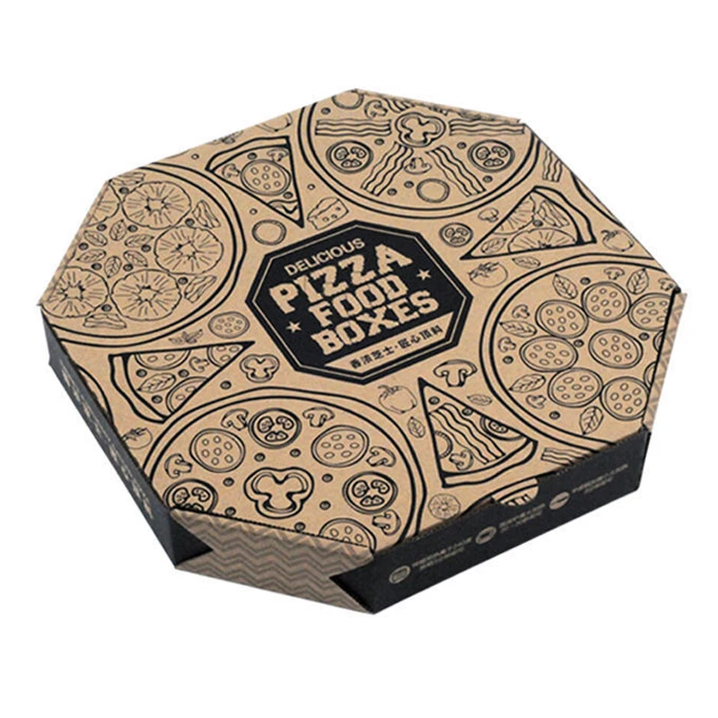 Custom Design Your Own Logos Disposable Takeaway Fast Food Packaging Corrugated Paper Octagonal Pizza Boxes